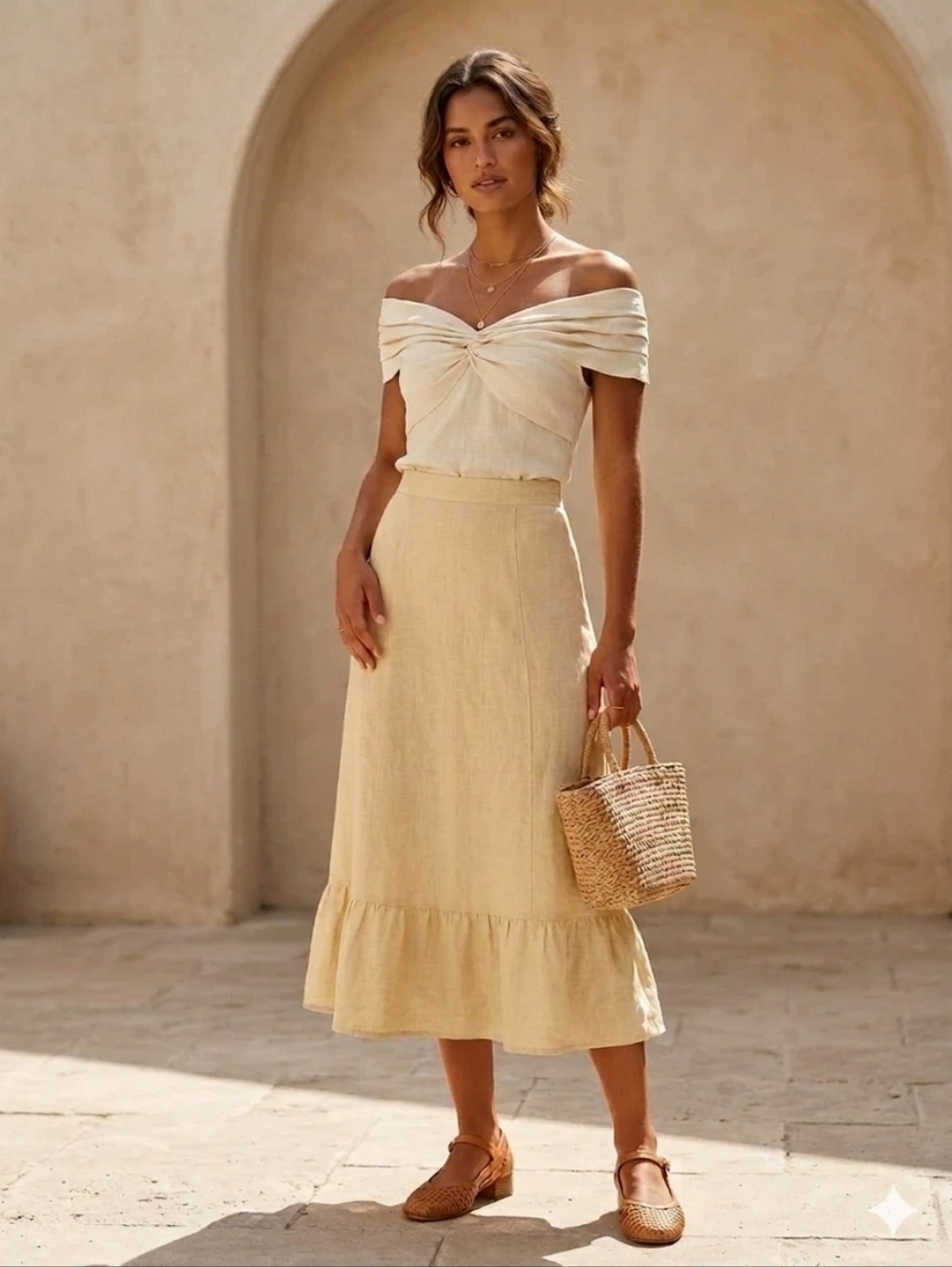 Wilfred Chariot Linen Midi Skirt 10 Butter Yellow Minimalist Euro Summer Aritzia
